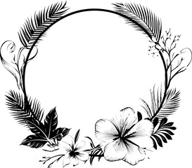 Fern Finesse Exotic Foliage Emblem Hibiscus Hues Tropical Bloom Icon