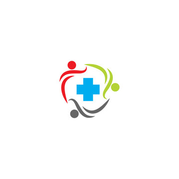 Digital illustration of a creative colorful human medical team brand logo design for businesses
