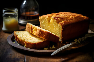 Cornbread, Moist and slightly crumbly bread made with cornmeal