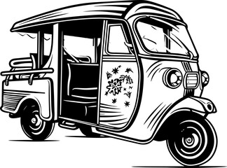 Rickshaw Ramble Tuk Tuk Vector Icon Urban Velocity Rickshaw Emblem Design