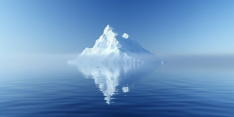 an iceberg floating in the middle of water with an iceberg in the background - obrazy, fototapety, plakaty