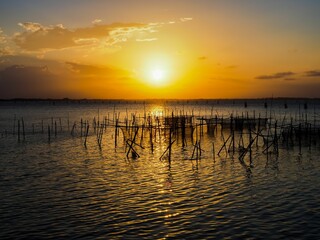 Dramatic scenery around Songkhla Lake, Thailand at sunset