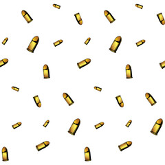 Repeated bullets, gold ammunition seamless pattern background.