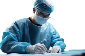 The Surgeons Scribbles: Capturing Surgical Insights. On White or PNG Transparent Background.