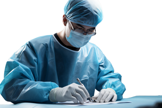 The Surgeons Scribbles: Capturing Surgical Insights. On White or PNG Transparent Background.