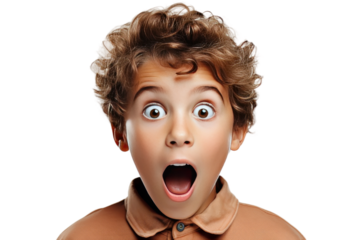 Astonished Youth. On White or PNG Transparent Background.