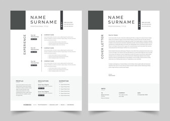 Black and White Resume and Cover Letter Layout