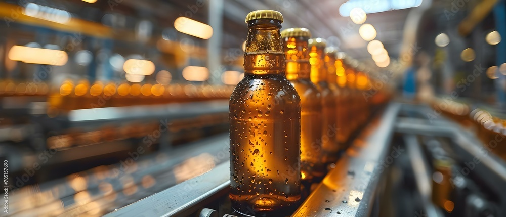Poster precision bottling: the art of automation in breweries. concept automation technology, brewery effic