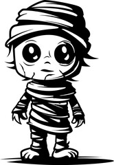 Cryptic Charm Vintage Mummy Logo Design Quirky Coffin Cutie Creepy Mummy Vector Symbol