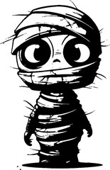 Coffin Cuteness Creepy Mummy Vector Symbol Hauntingly Happy Vintage Mummy Logo Design