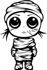 Quirky Coffin Cutie Vintage Mummy Icon Cryptic Cuteness Cute Creepy Mummy Emblem