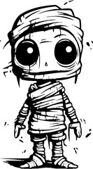 Vintage Wrap Whimsy Cute Creepy Mummy Logo Spooky Sweetheart Vintage Mummy Icon