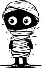 Vintage Monster Magic Creepy Mummy Icon Design Ghoulishly Grinning Retro Mummy Symbol