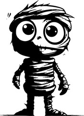 Quirky Coffin Cuddle Vintage Mummy Symbol Creepy Cutie Charm Cute Mummy Vector Logo