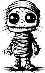 Endearing Embalming Creepy Mummy Vector Logo Vintage Ghastly Grin Cute Mummy Emblem