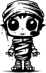 Vintage Ghastly Grin Cute Mummy Emblem Retro Rattle Romance Creepy Mummy Icon Design