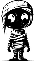 Vintage Wrap Warmth Creepy Mummy Emblem Retro Rattle Romance Cute Mummy Icon Design