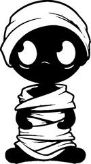 Vintage Ghoul Glamour Creepy Mummy Symbol Eerie Elegance Cute Mummy Vector Emblem