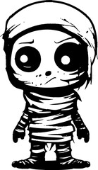 Vintage Tomb Tender Creepy Mummy Emblem Retro Shroud Sweetheart Cute Mummy Icon Design