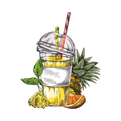 Vector graphics of pineapple orange smoothie for promotions and advertising.