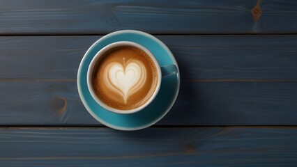 cup of coffee on wooden table, ai generated - obrazy, fototapety, plakaty