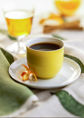 single long coffee with orange and cinnamon liqueur