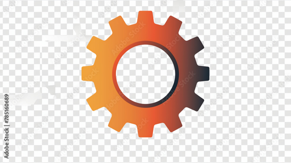 Poster setting icon on transparent background, cogwheel symbol, gear wheel vector linear icon for use in an