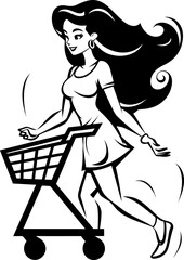 Haute Hauler Hues Woman with Trolley Design Vogue Voyager Ventures Shopping Trolley Icon