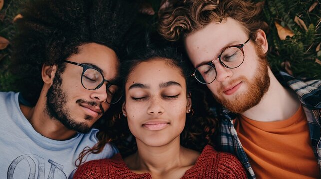 A polyamorous trio openly love and connect with multiple partners simultaneously.