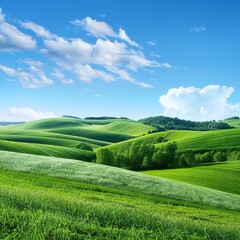 green field and blue sky