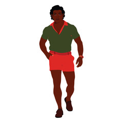 Handsome black man in elegant art style vector