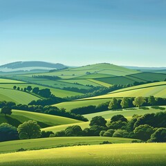 landscape with green fields