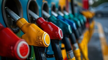 AI-generated illustration of fuel nozzles at a gas pump