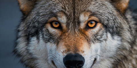 Fototapeta premium close-up shot of a wolf looking into the camera with intense eyes