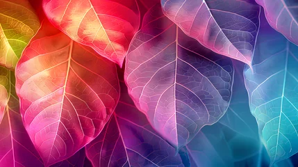 Crédence de cuisine en verre imprimé Crâne aquarelle Leaf skeleton colorful illustration. Abstract background rengen amazing nature lines. Nature concept.