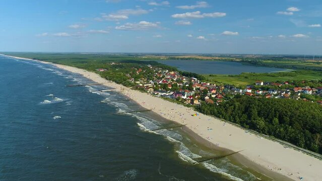 Beautiful Landscape Beach Baltic Sea Niechorze Piekny Krajobraz Aerial Poland