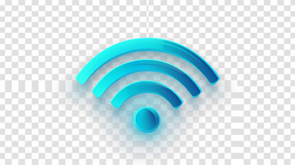 Colorful wifi icon isolated on transparent background, wi-fi wireless internet signal flat icon for apps