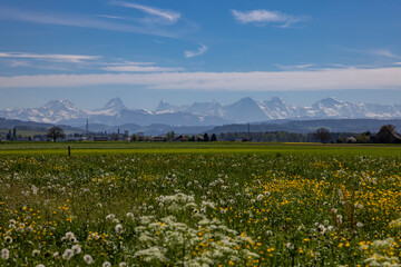 Obraz premium Bergpanorama Schweiz berner Mittelland Eiger Mönch Jungfrau Wind