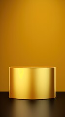 Gold minimal background with cylinder pedestal podium for product display presentation mock up in 3d rendering illustration vector design