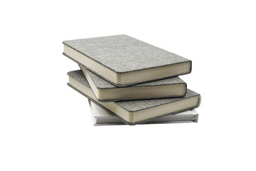 pile or stack of gray books isolated on white background with clipping path