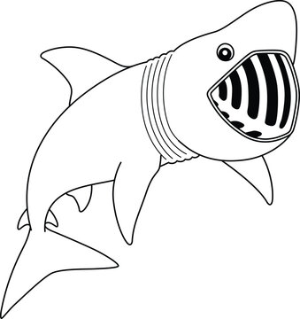 recommend clip art: Basking Shark Isolated Coloring Page for Kids