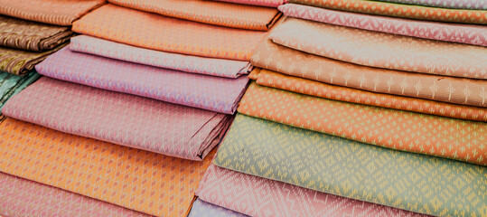 Closeup Texture of Fabric Loincloth silk pattern , Thai Style Loincloth , It is beautiful...
