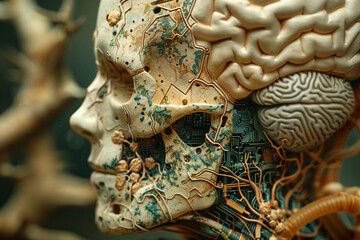 Fototapeta premium Exploring the interplay of human mind and technology: a high-resolution photographic insight