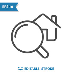 Real Estate Icon. House, Home, Inspection, Magnifier, Magnifying Glass