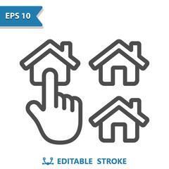 House, Hand Icon. Home, Finger, Real Estate