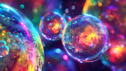 colorful liquid light effect, rainbow colored abstract psychedelic bubbles