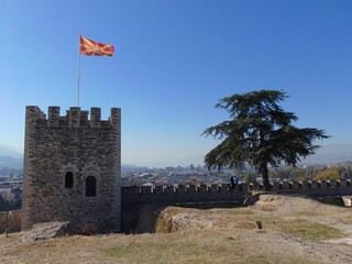 View of the historic Skopje Fortress in North-Macedonia - obrazy, fototapety, plakaty