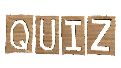 A word "QUIZ" crafted from a cardboard