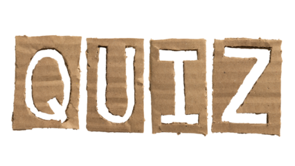 A word "QUIZ" crafted from a cardboard
