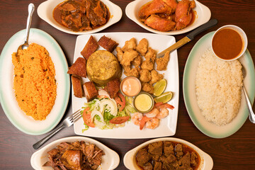 Dominican Republic food flat lay composition